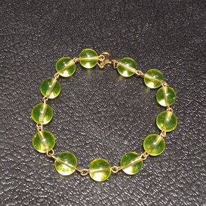 Uranium Glass Beaded Bracelet  8 3/4 Inches ✨